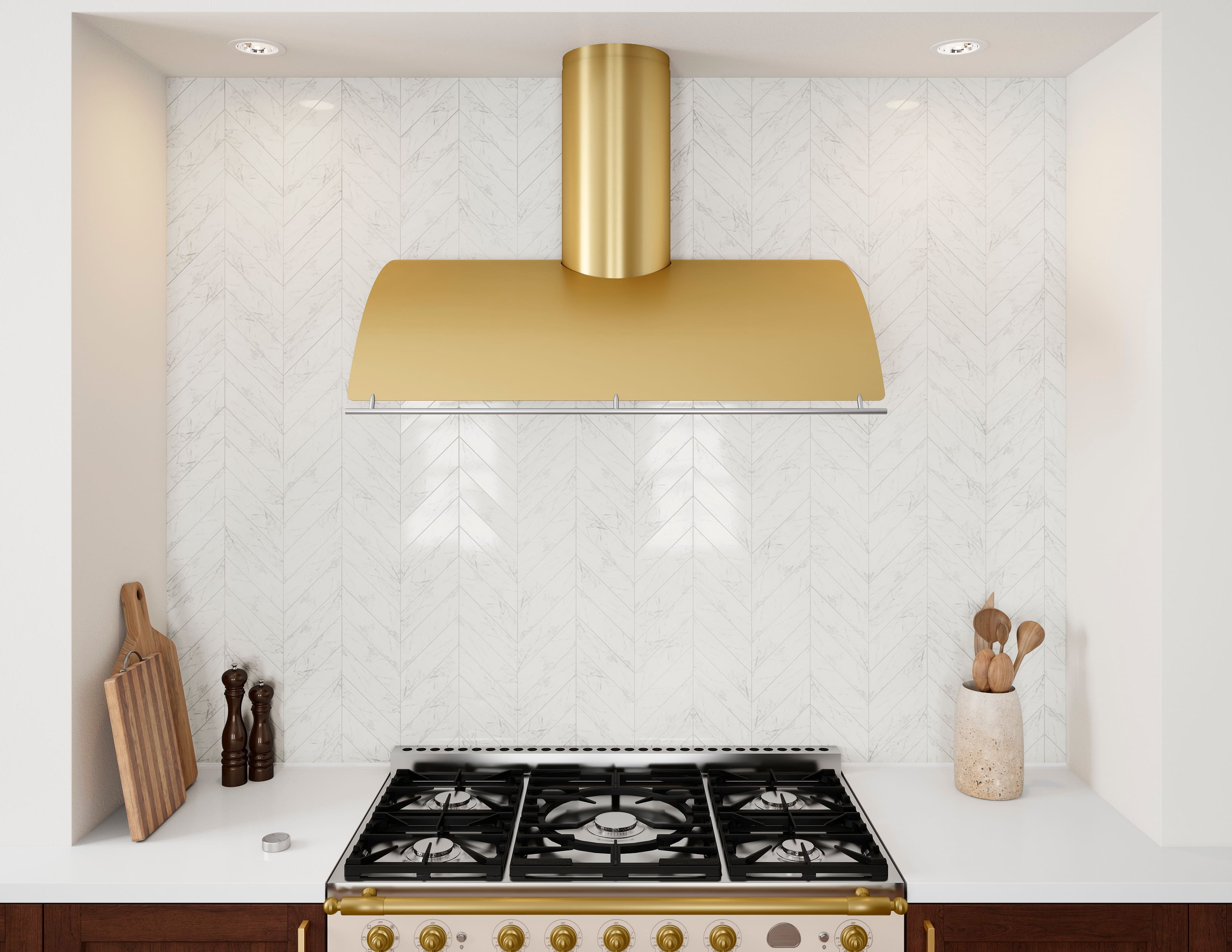 Alt View 11. Zephyr - Okeanito 42" Shell Only Wall Mount Range Hood with LED Lights - Gold.