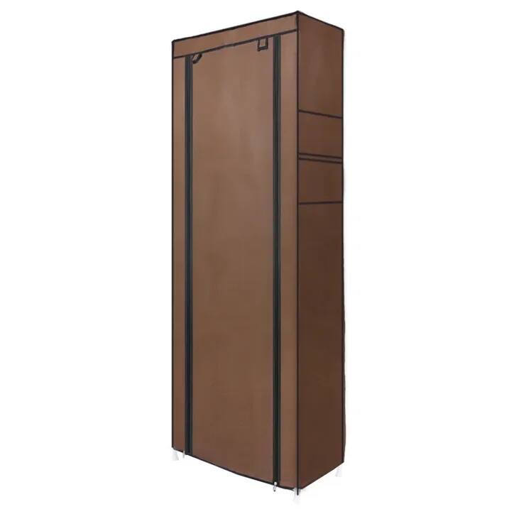 Alt View 4. SKONYON - 9-Tier Shoe Rack with Dustproof Cover, Freestanding Storage Organizer for Closet or Entryway - Brown.