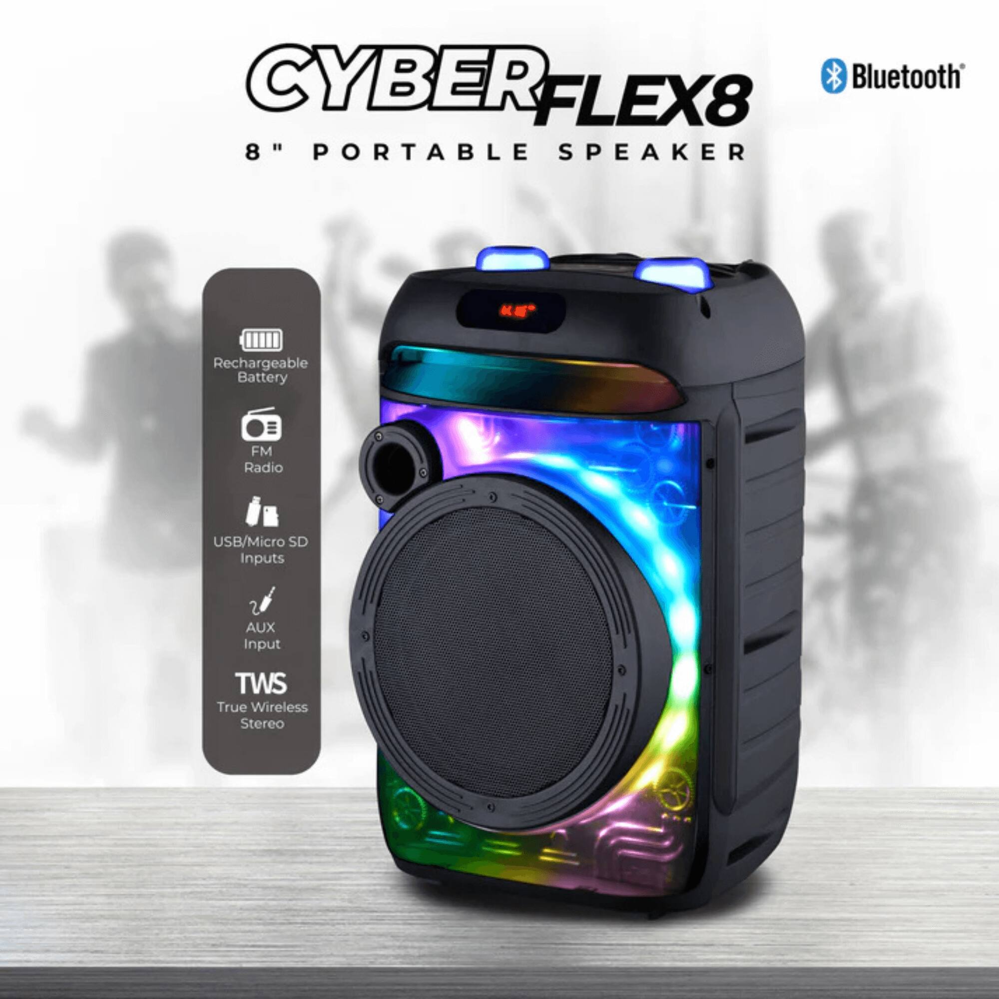 iQ Sound CYBER FLEX8 8 Inch Portable Bluetooth Speaker Black - Best Buy