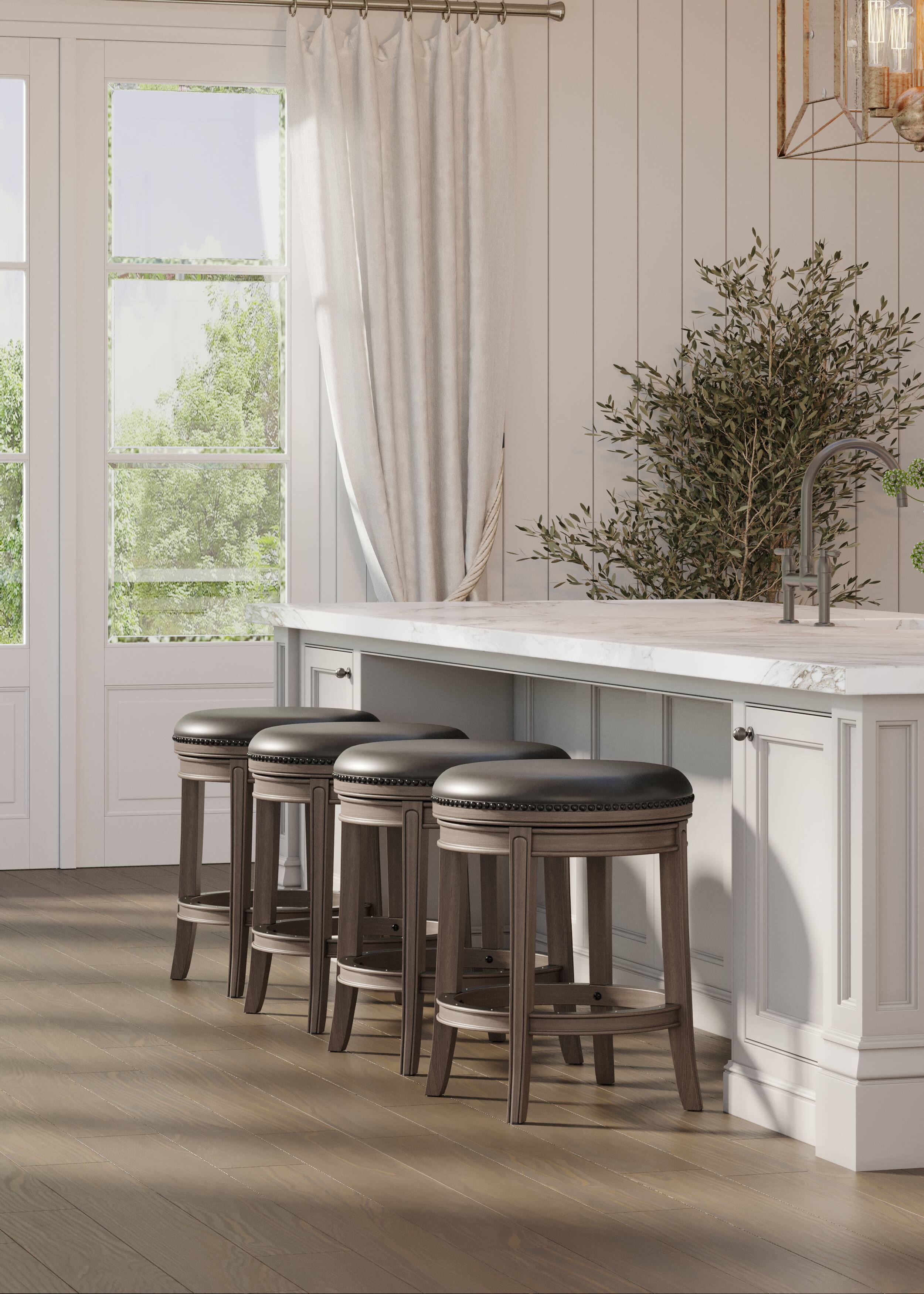 Alt View 3. Maven Lane - 26" Alexander Backless Counter Stool in Reclaimed Oak Finish with Vegan Leather - Reclaimed Oak.