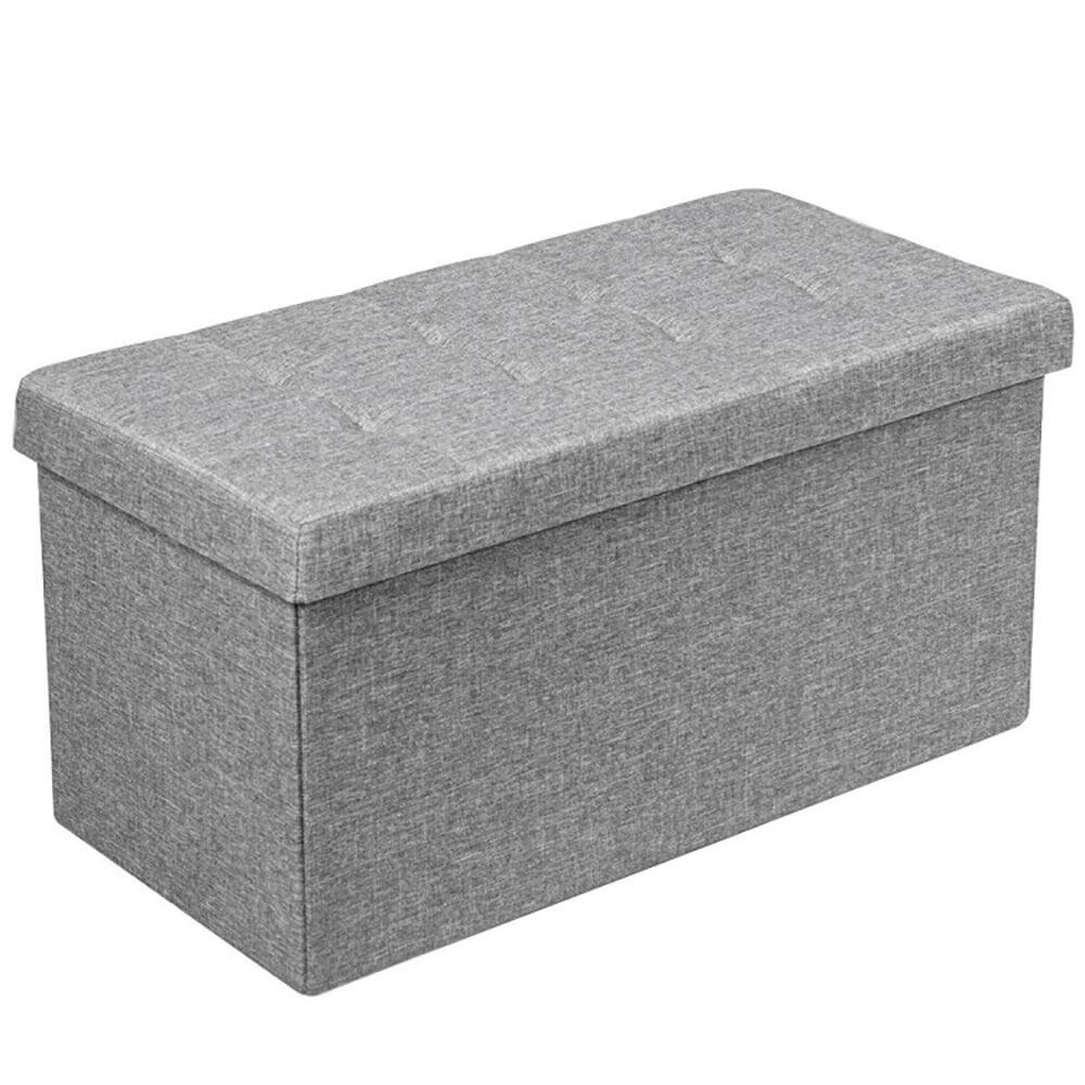 Back. Kadyn - 31.5 Inch Fabric Foldable Storage with Removable Storage Bin-Light Gray, Folding Footstools,Multi-Functional Ottoman - Gray.