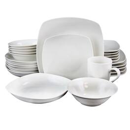 Gibson - Home Hagen Square Dinnerware Set, Set of 30 - White