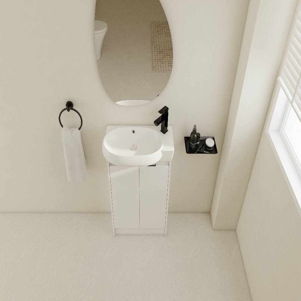 Back. Loheer - Loheer 23 inch Freestanding Bathroom Vanity Glossy White Vanity with Sink Modern Plywood Bathroom Cabinet - Glossy White.