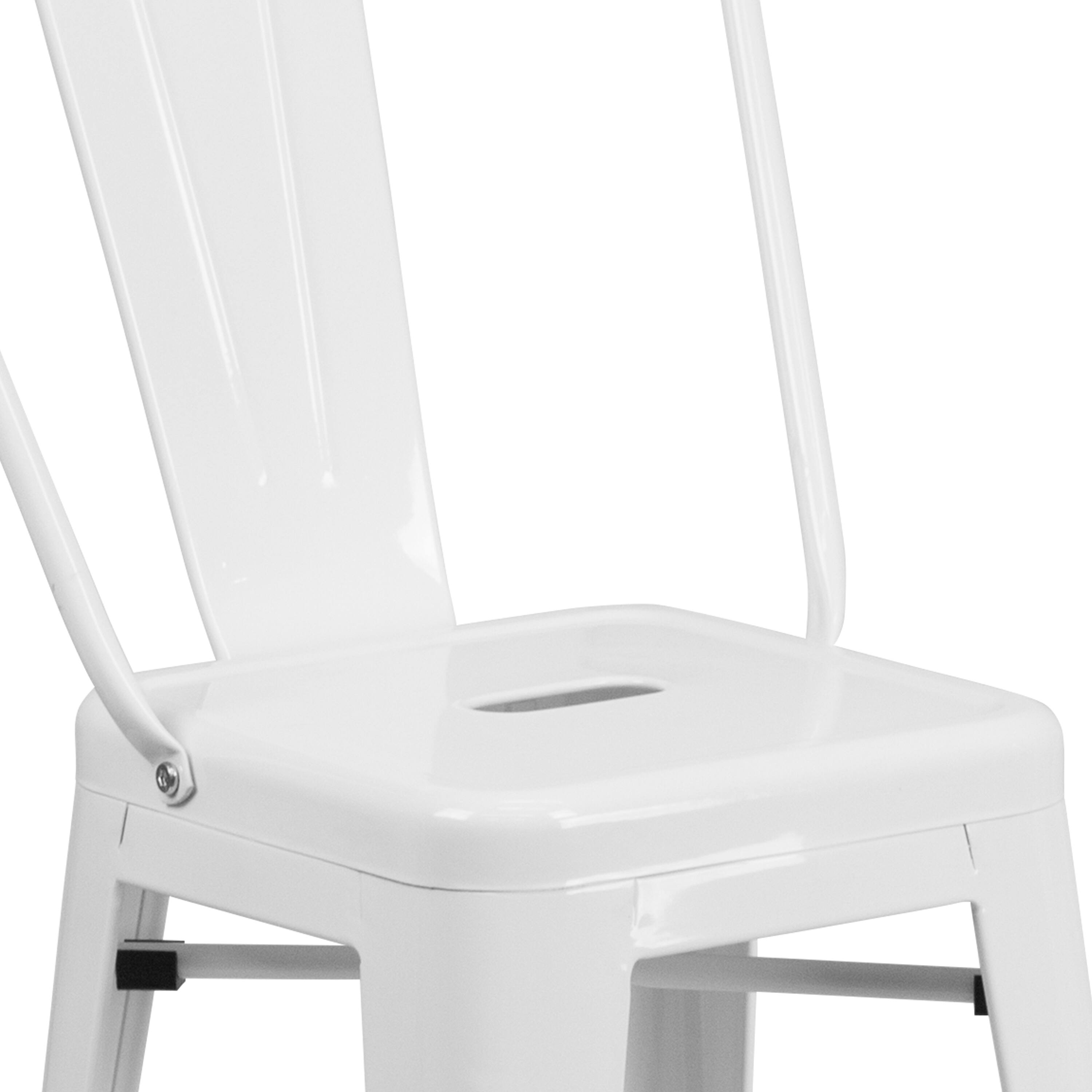Alt View 9. Emma + Oliver - Commercial Grade 24"H Colorful Metal Indoor-Outdoor Counter Stool with Back - White.