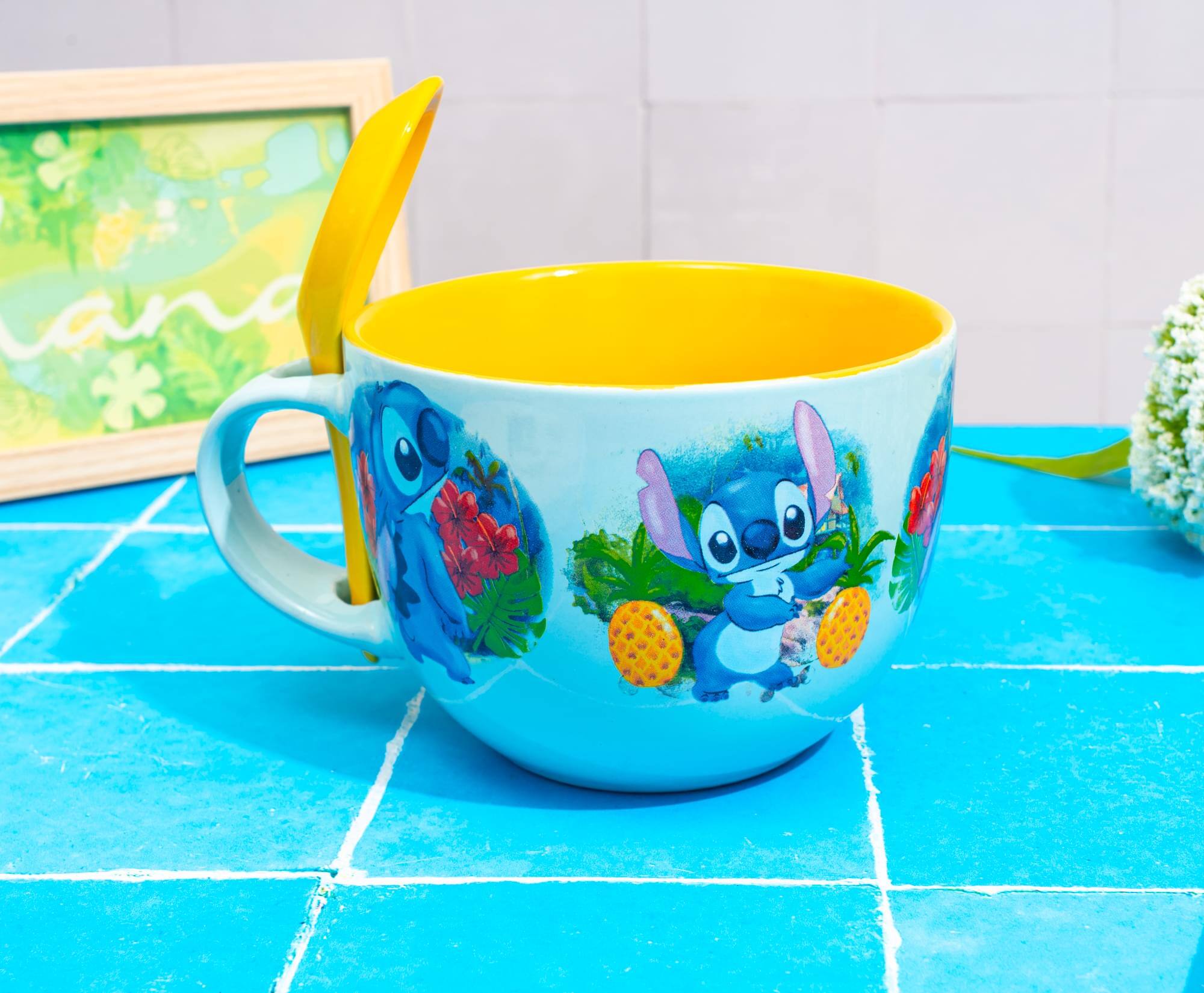 Alt View 5. Silver Buffalo - Disney Lilo & Stitch Tropical Ceramic Soup Mug With Spoon | Holds 24 Ounces - Blue.