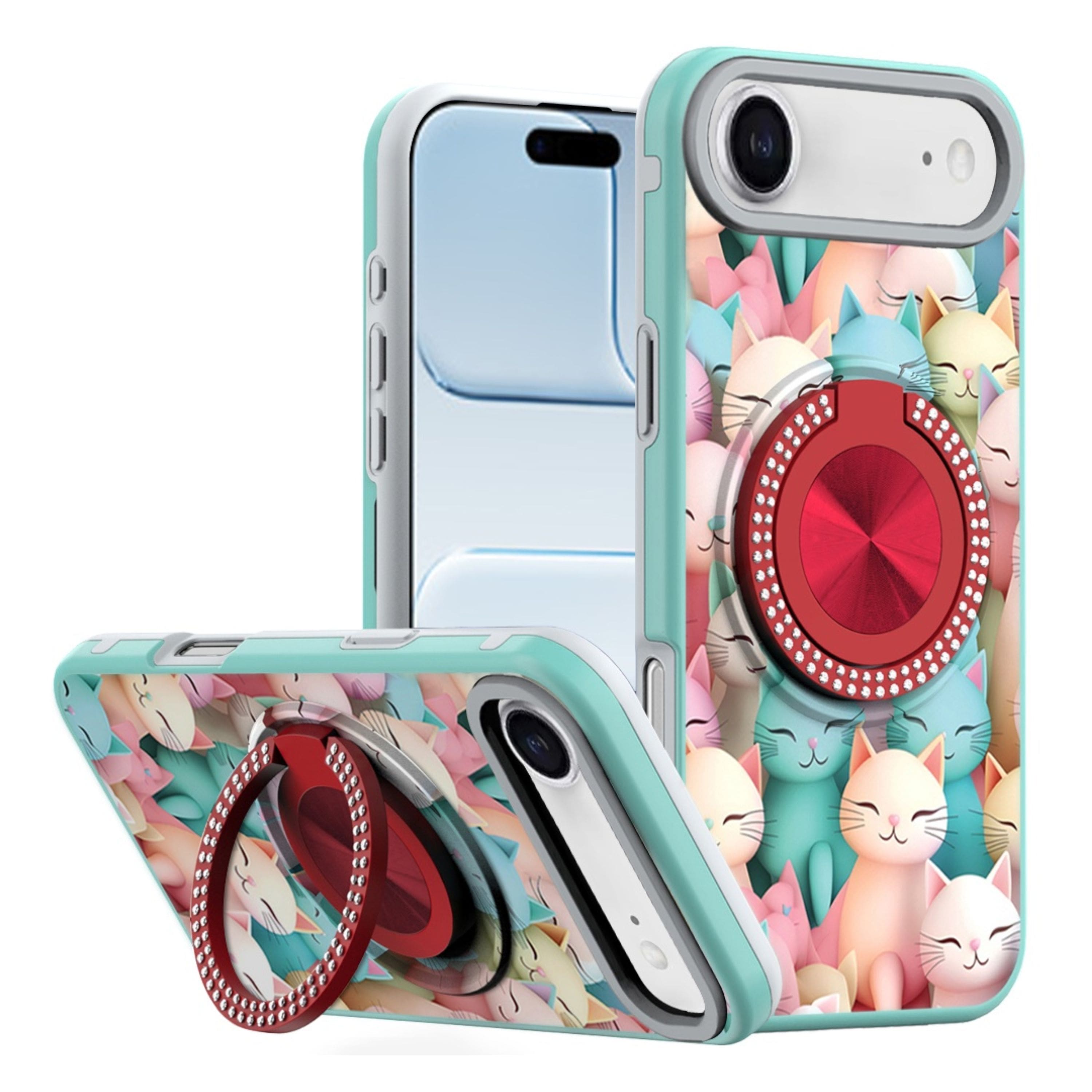 Kitcheniva - Printed Design Case With 360 Rotating Stand Tempered Glass For iPhone Air Cats - Multicolor price history on PriceWatchPro