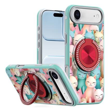 Front. Kitcheniva - Printed Design Case With 360 Rotating Stand Tempered Glass For iPhone Air Cats - Multicolor.