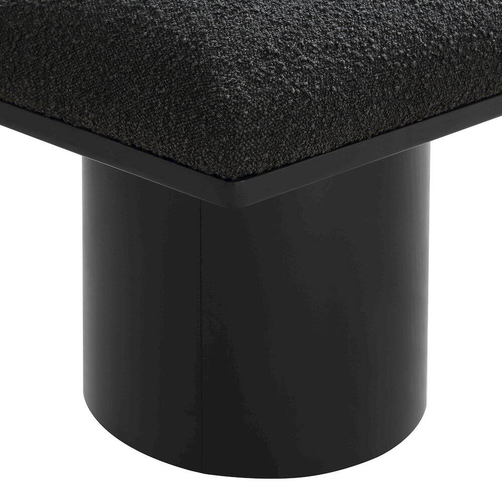 Alt View 1. Meridian Furniture - Pavilion Black Boucle Fabric Bench - Black Boucle Fabric.