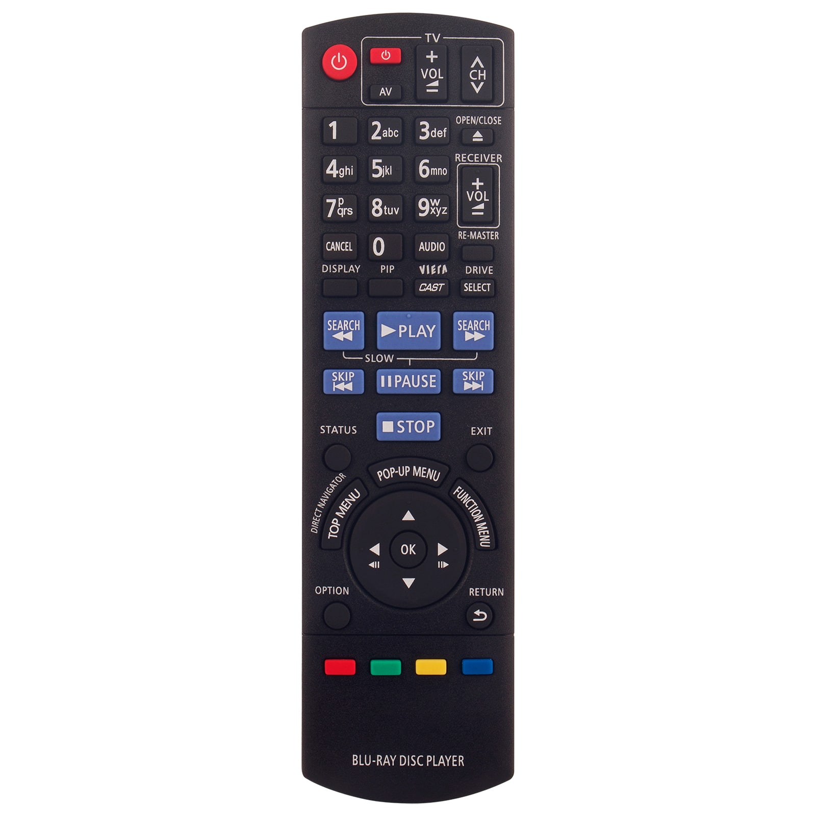 ZdalaMit - Replacement Remote N2QAKB000077 fit for Panasonic Blu-ray Disc Player DMP-BD85EG-K DMP-BD65EG-K DMP-BDT100EG DMP-BDT100 - Black