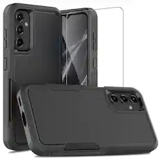 Front. Equipd - Case for Galaxy A37 / A36 / A56 5G, Heavy Duty Rugged Shockproof Protection Cover with Tempered Glass Screen Protector - Black.