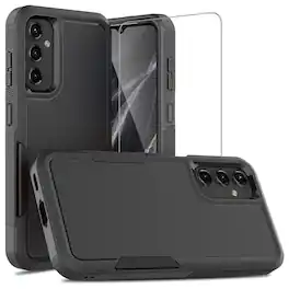 Equipd - Case for Galaxy A37 / A36 / A56 5G, Heavy Duty Rugged Shockproof Protection Cover with Tempered Glass Screen Protector - Black