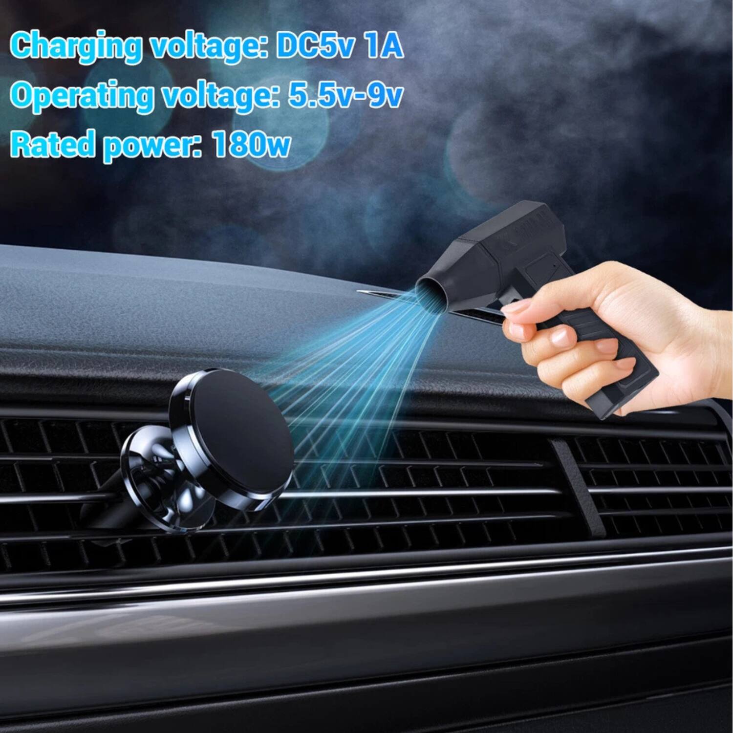 Charging voltage: DC5v 1A  
Operating voltage: 5.5v-9v  
Rated power: 180w