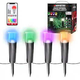 Monster - Smart 24ft Pathway Lights, LED Lights for Outdoor Walkways & Garden, App & Voice Control - Multicolor