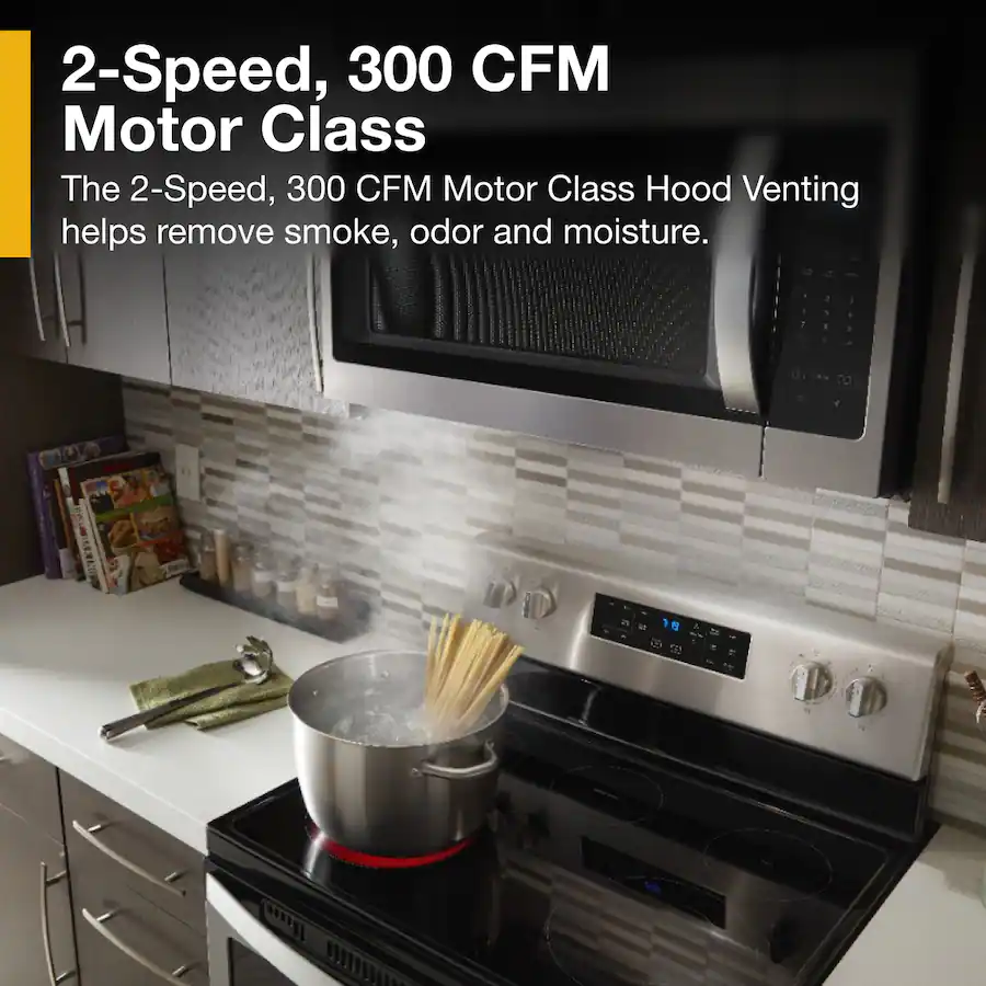 Microhood Whirlpool 1.7 cu. ft. Microwave Hood Combination with Electronic Touch ...