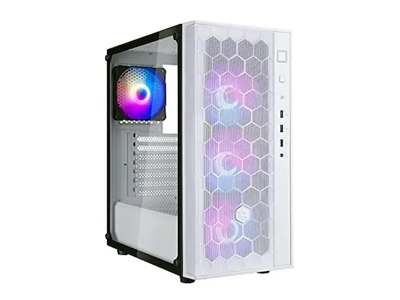 Front. SilverStone - silverstone far1w-pro tempered glass mid tower atx case with argb (fara r1 pro) - Silver.