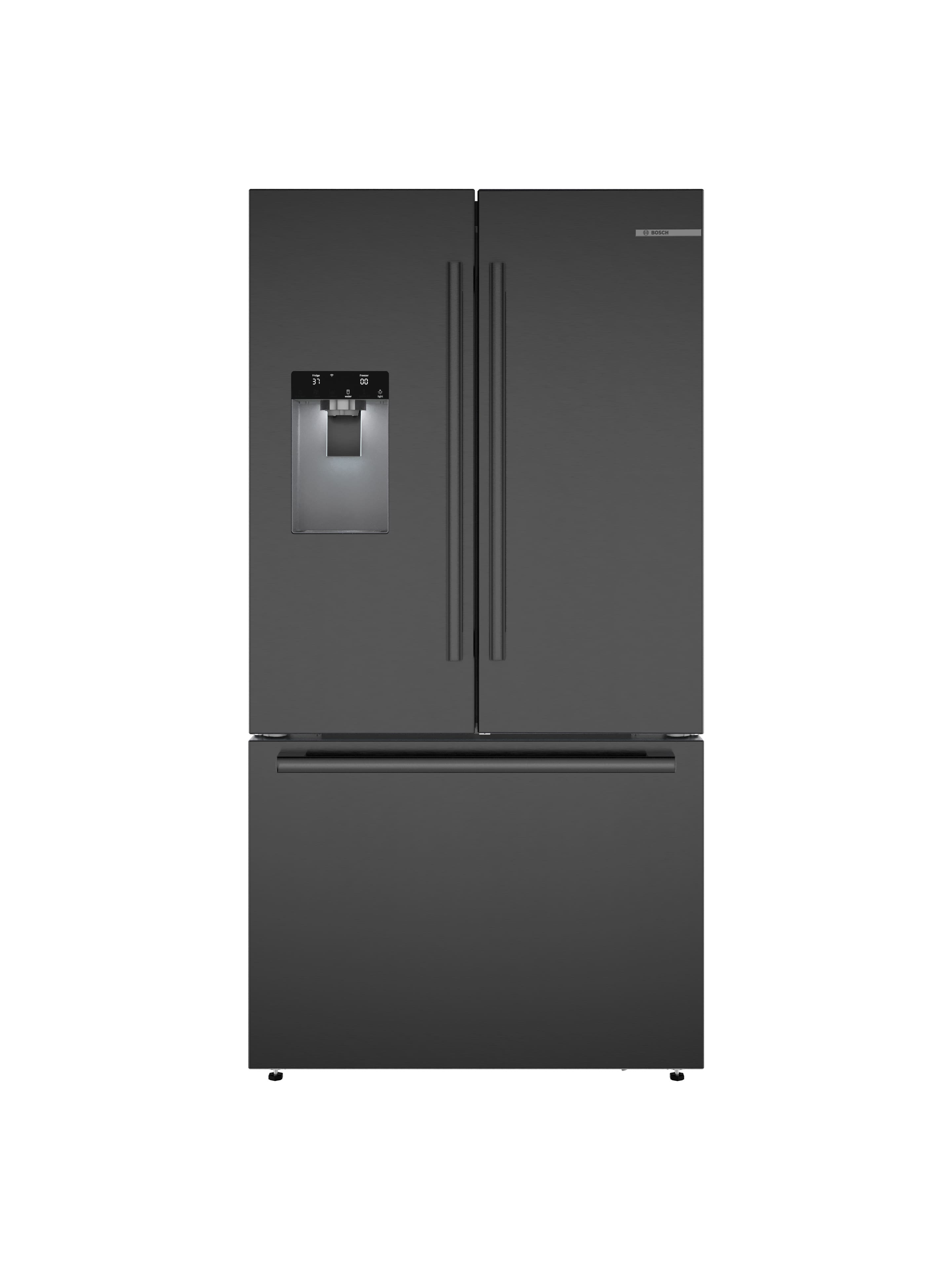 Bosch - 500 Series 26 Cu. Ft. 3-Door French Door Smart Refrigerator with External Water and Ice - Black Stainless Steel - Front_Zoom