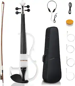 Winado - Full Size Electric Violin, 4/4 Acoustic Silent Electric Violin for Beginner Adults Teens with Ebony Fittings, Case, Bow