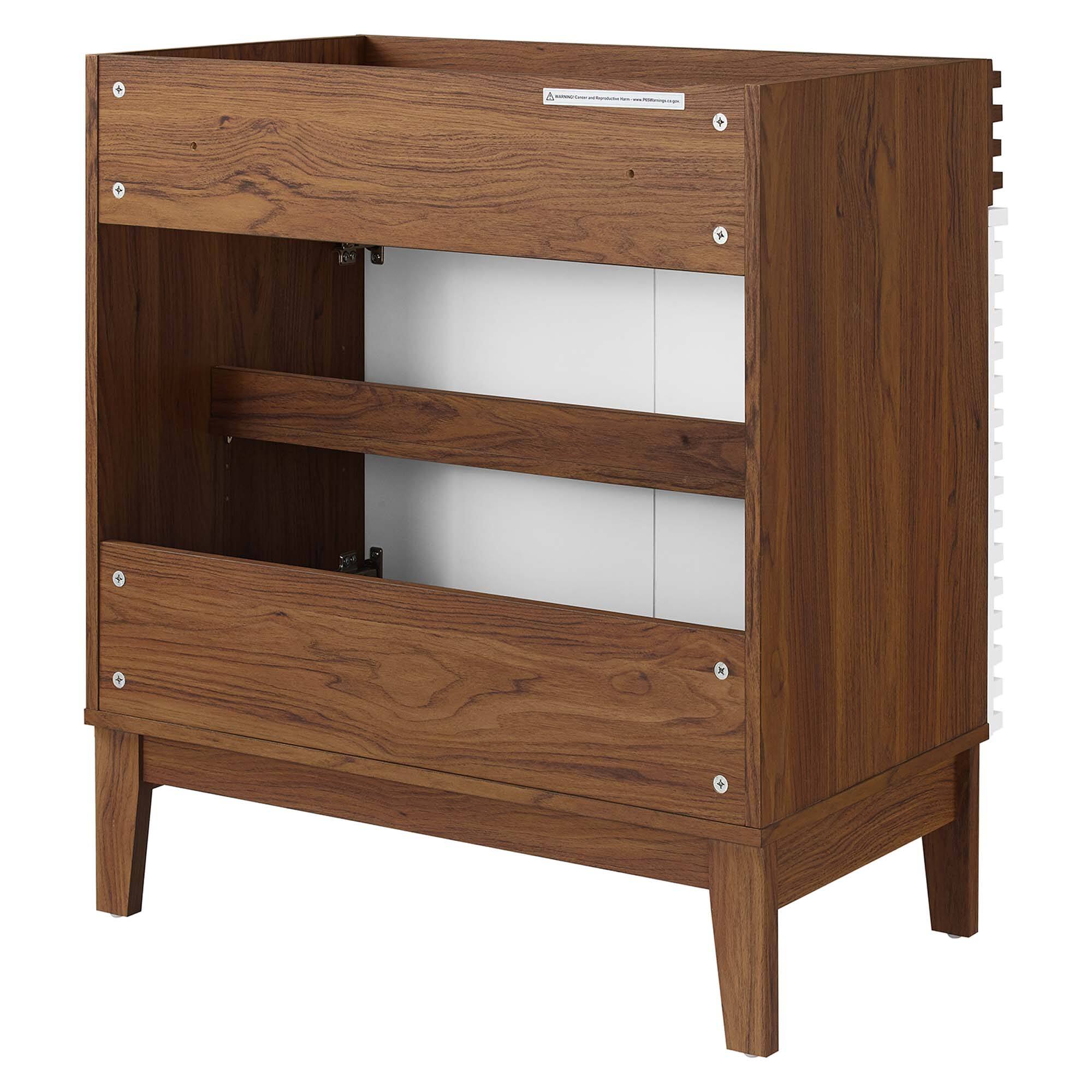 Alt View 2. Modway - Render 30" and 36" Bathroom Cabinets Basin Not Included - White Walnut.