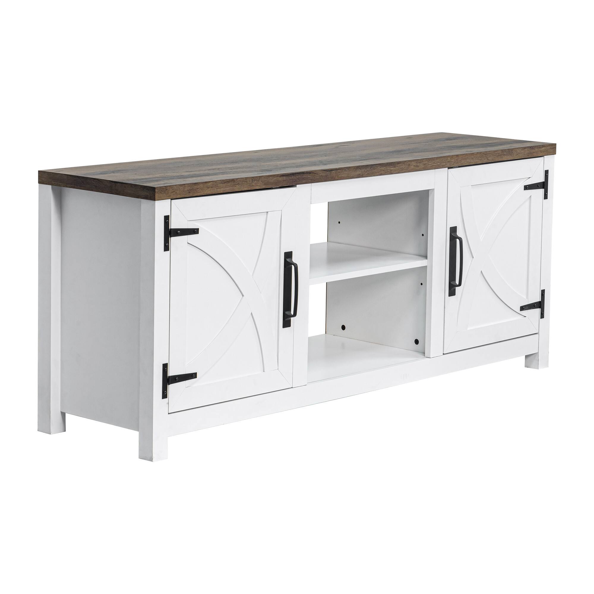Alt View 1. Ihomeadore - 58" Farmhouse TV Stand with Open Storage Shelves and Cabinets for TV up to 65" - White.