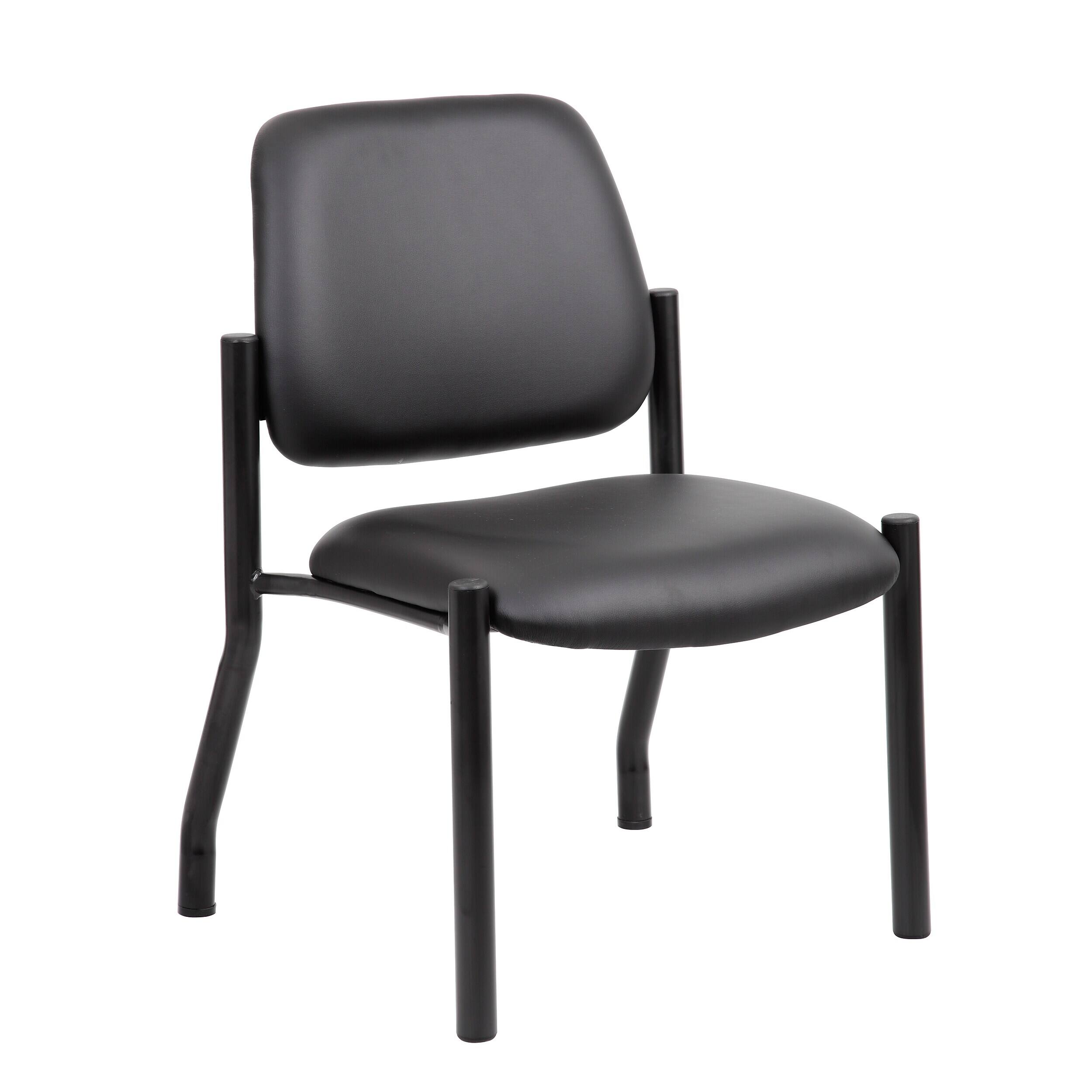 Front. Boss Office Products - Armless Guest and Reception Area Chair - Black.