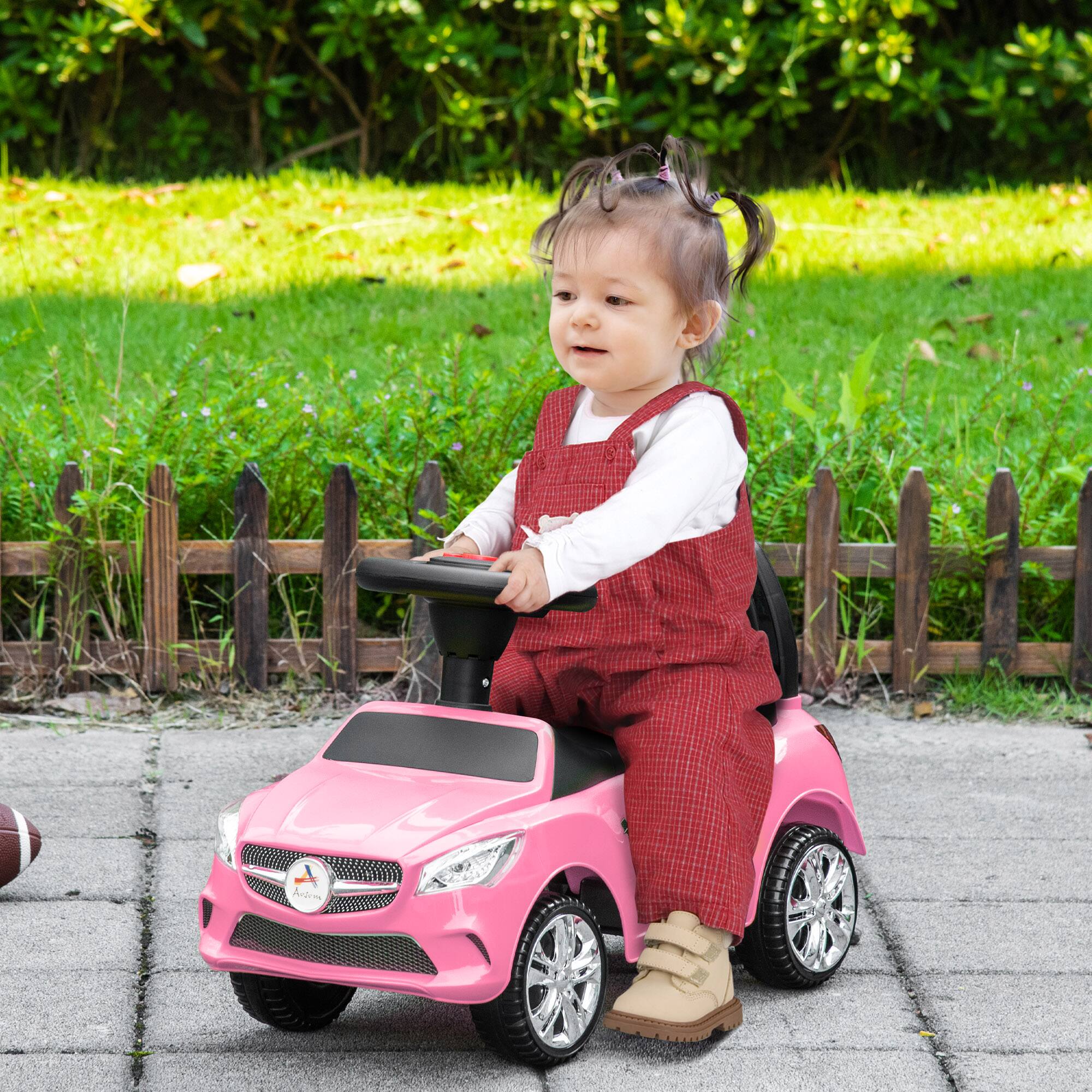 Alt View 1. Ecooso - Kids Foot-to-Floor Push Car with Horn, Music, Headlights, and Under-Seat Storage, Pink - Pink.