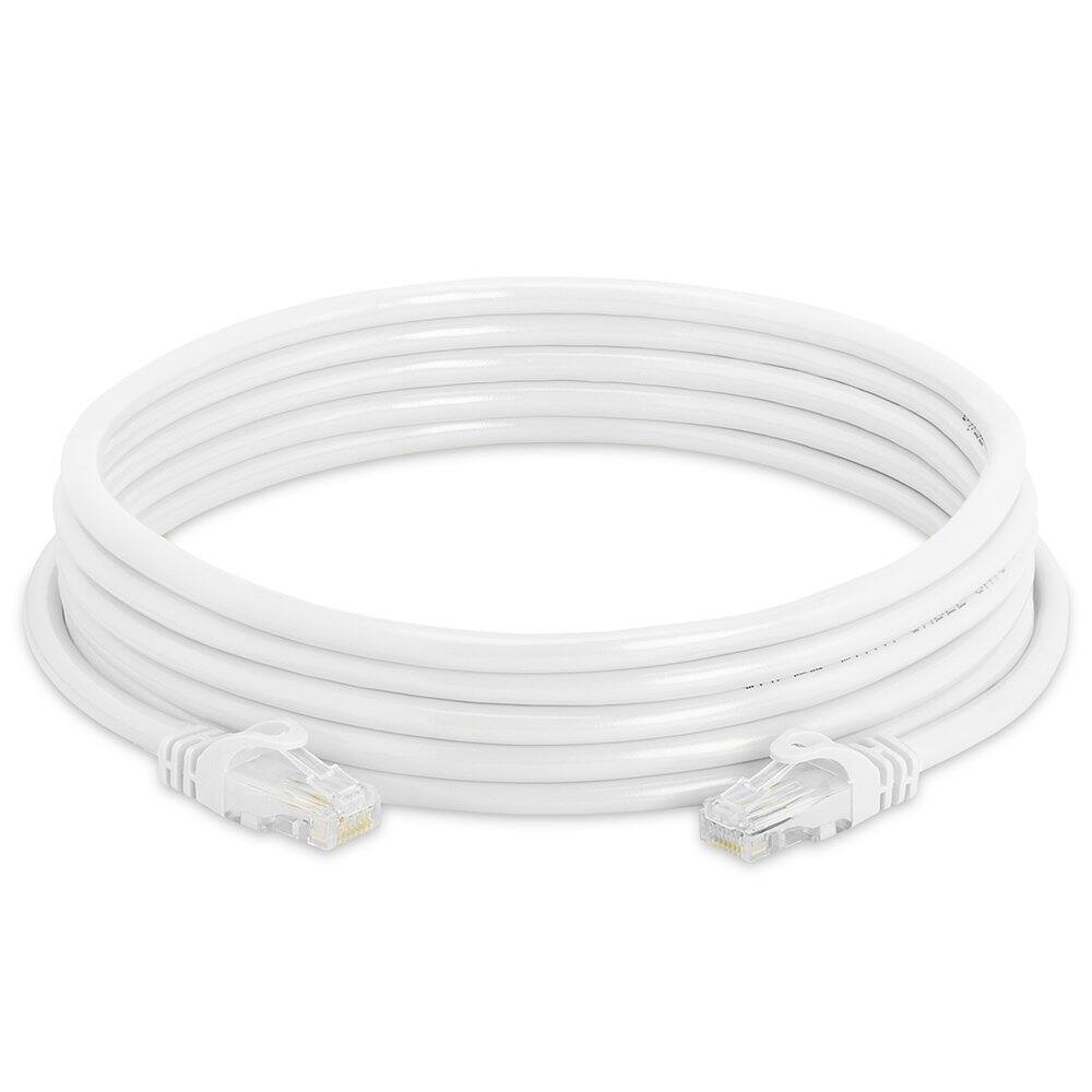 Angle. Cmple.com - Cmple - 20 Pack Cat6 Ethernet Cable 15 ft Cat 6 Network Cables, RJ45, 10Gbps LAN Patch Cord 550Mhz Cat 6 Wire - White - White.