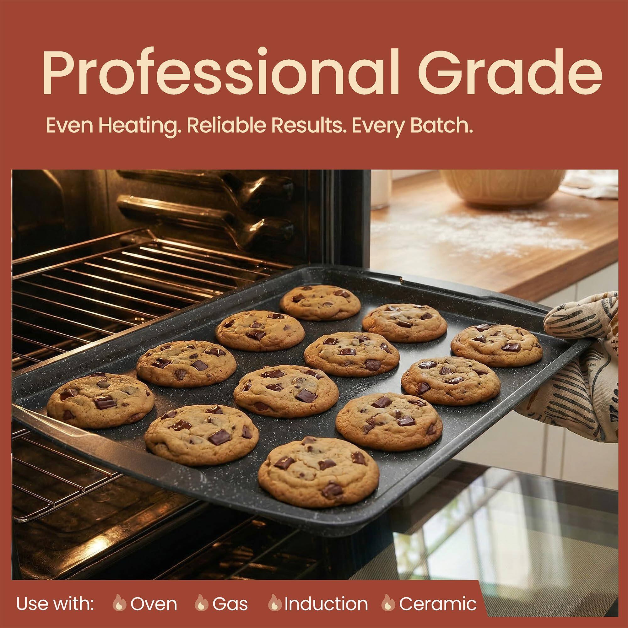 Professional Grade  
Even Heating. Reliable Results. Every Batch.  

Use with:  
Oven  
Gas  
Induction  
Ceramic