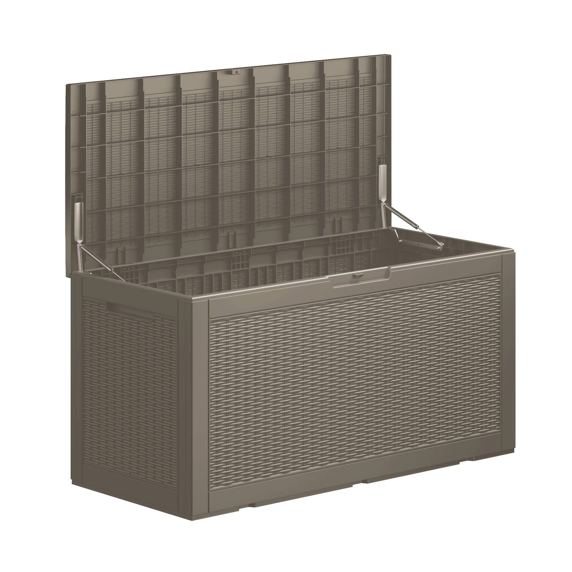 Alt View 1. Chic Crate - 100 Gallon Water Resistant Resin Lockable Deck Box - Brown.