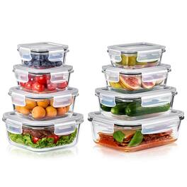 Sorbus - 16-Piece Glass Food Storage Containers with Lids - Airtight, Microwave, Fridge, Dishwasher, Oven Safe - Clear