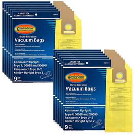 EnviroCare - 108 Pack Sears 50688/50690 U Vacuum Bags, Upright, Canister, Panasonic U-2, Miele Z, Sanyo PU-1 Cleaners,