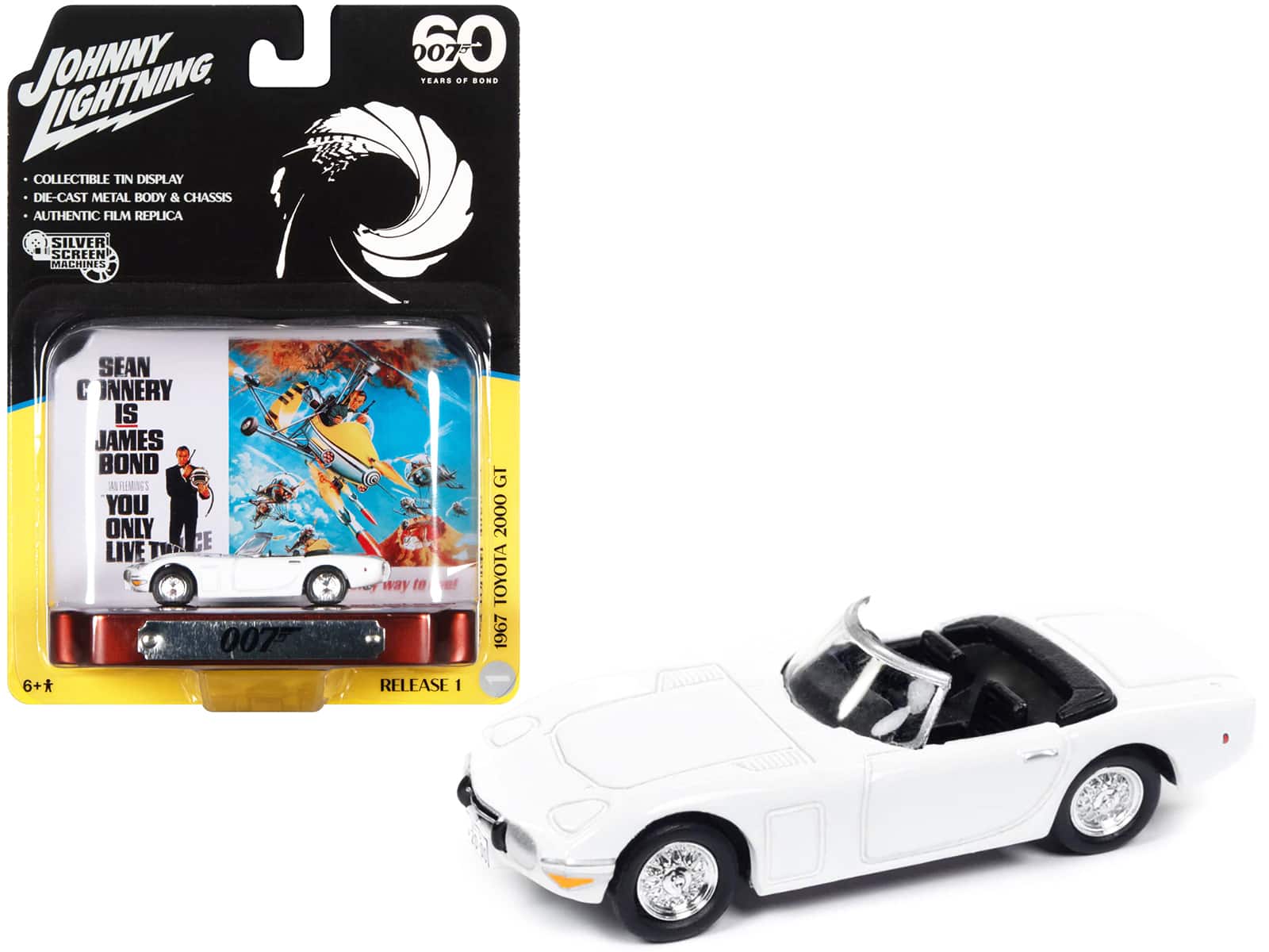 1967 Toyota 2000 GT Conv. RHD White 007 (James Bond) (1967) Movie w/Tin Display 1/64 Model Car by Johnny Lightning price history on PriceWatchPro