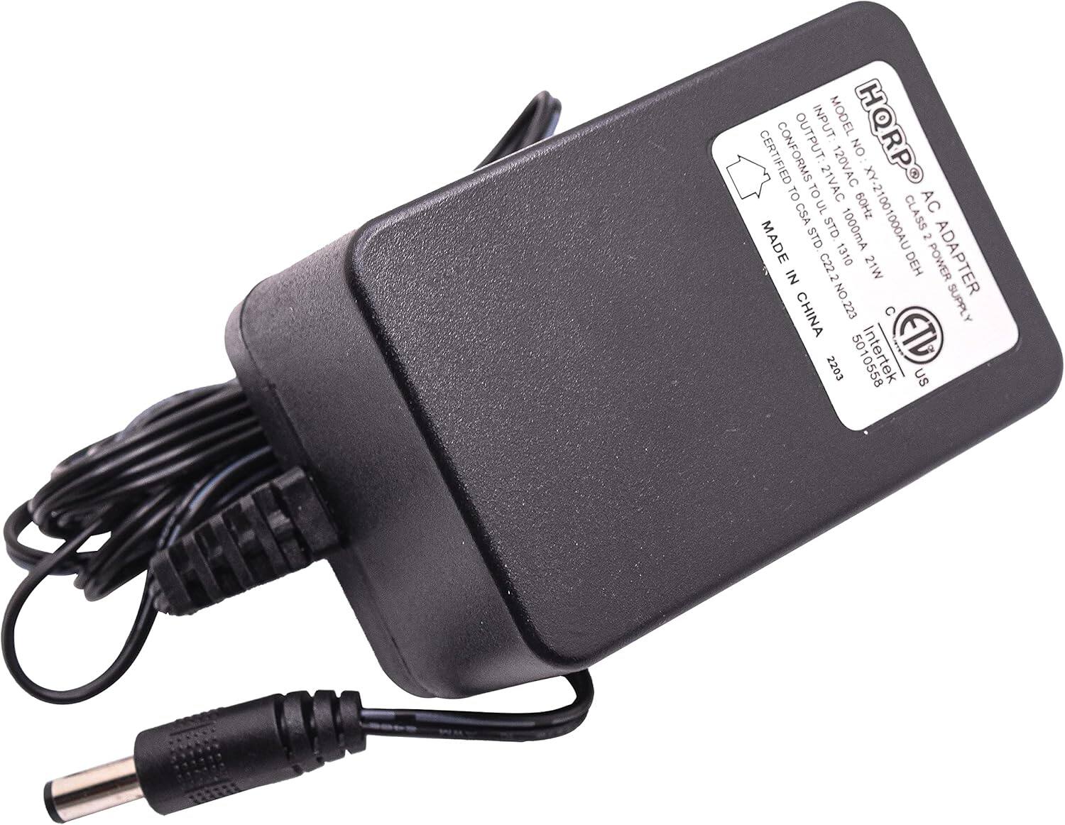 H OUTPUT: INPUT: MODEL HQRPO CERTIFIED CONFORMS ON - 21VAC 120VAC TO TO UL TO CSA 60Hz XY-21001000AU CLASS AC MADE CSA STD STD. STD 1000mA 2 C22.2 1310 21W DEH POWER ADAPTER IN 2 NO CHINA NO.223 C SUPPLY Intertek ETD 2203 US