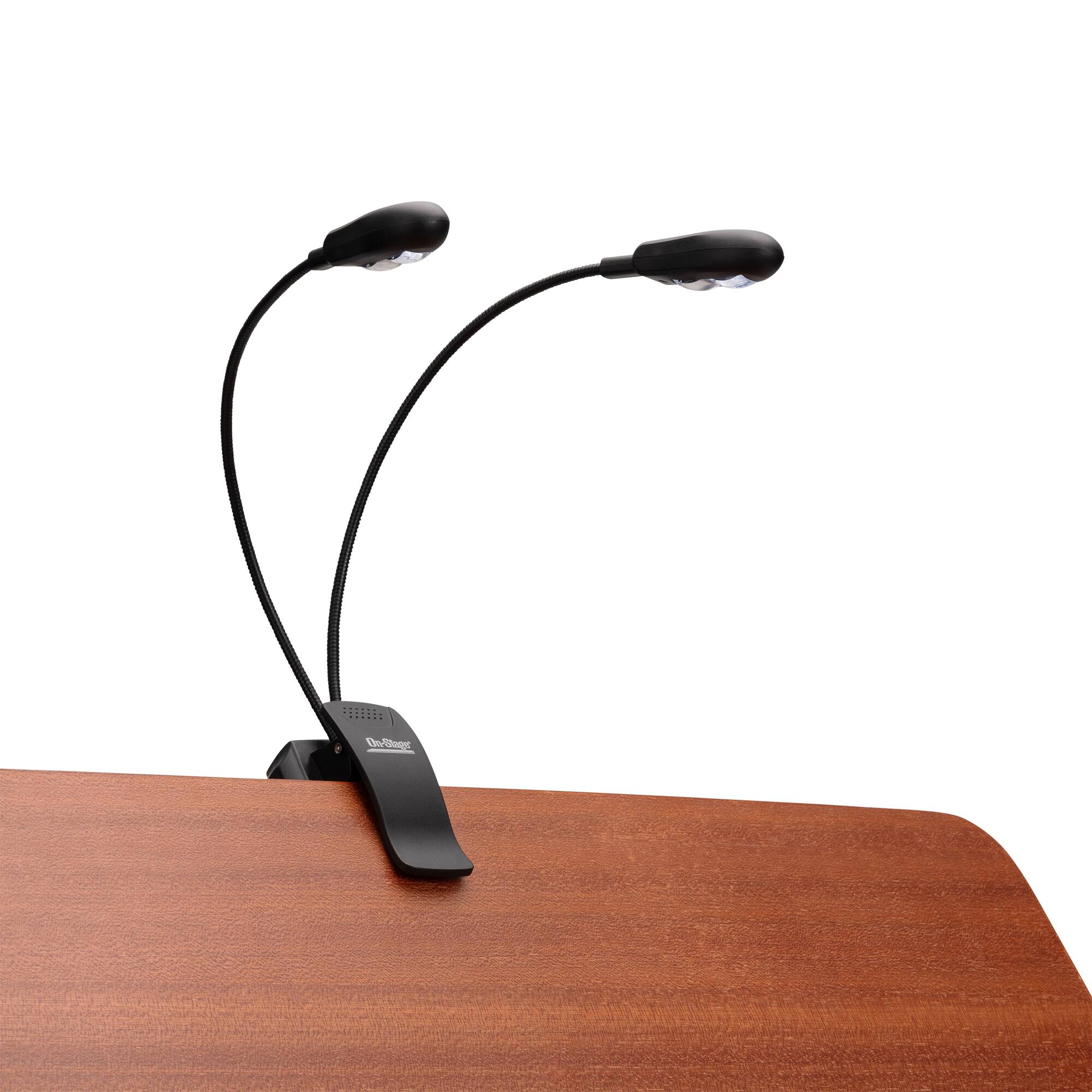 Alt View 5. On Stage Stands - On-Stage LED204 Clip-On Duo LED Light (Sheet-Music-Stand Lighting, Tabletop Base, Two Adjustable Goosenecks, High- and - Black.