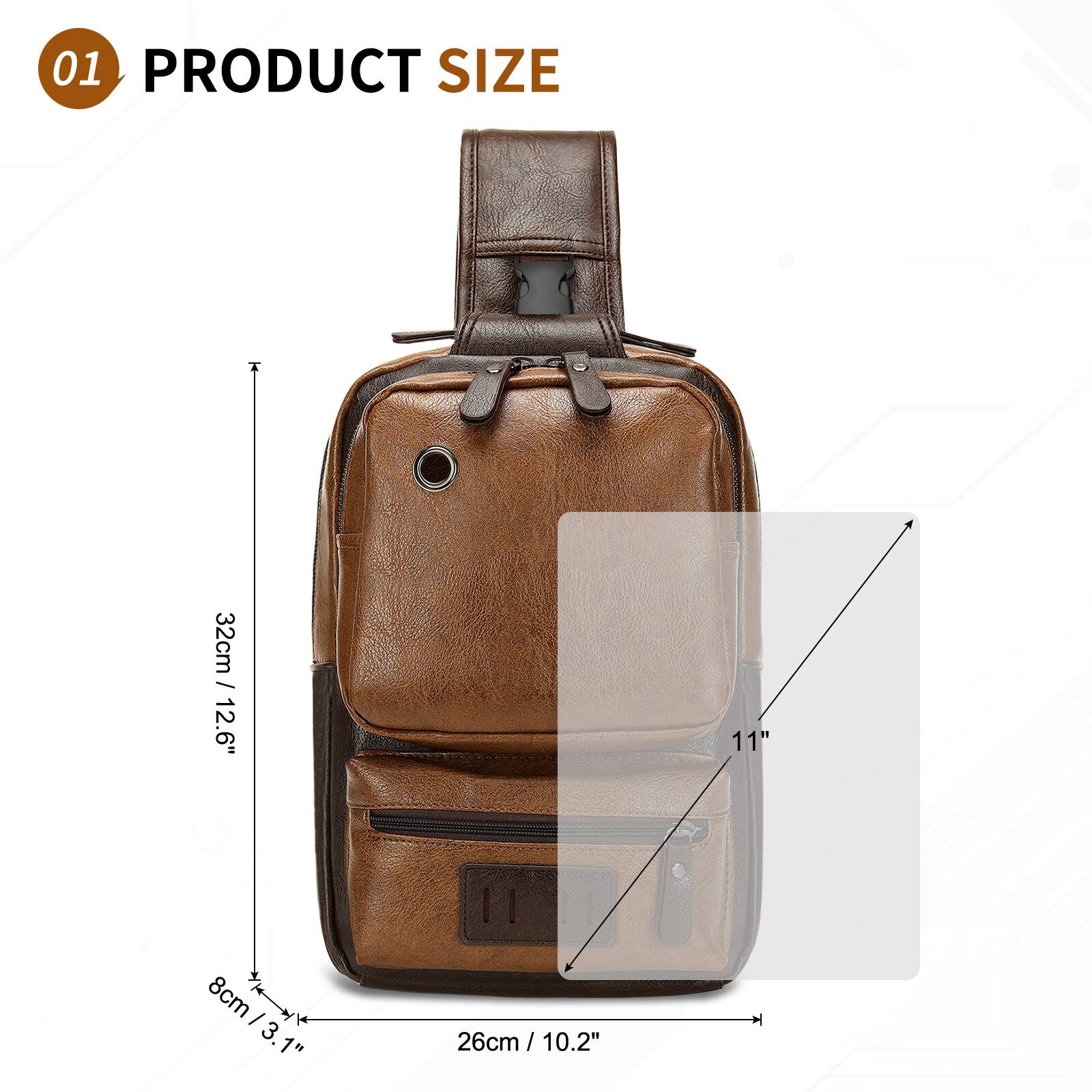 01 PRODUCT SIZE  
12.6" / 32cm  
11" / 28cm  
3.1" / 8cm  
10.2" / 26cm