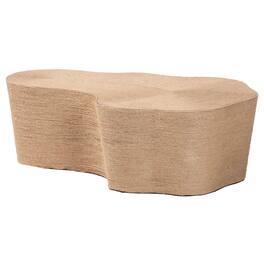 bali & pari - Edna Natural Jute Coffee Table - Textured Handwoven Irregular Shape Cocktail Table for Living Room or Lounge - Natural Brown