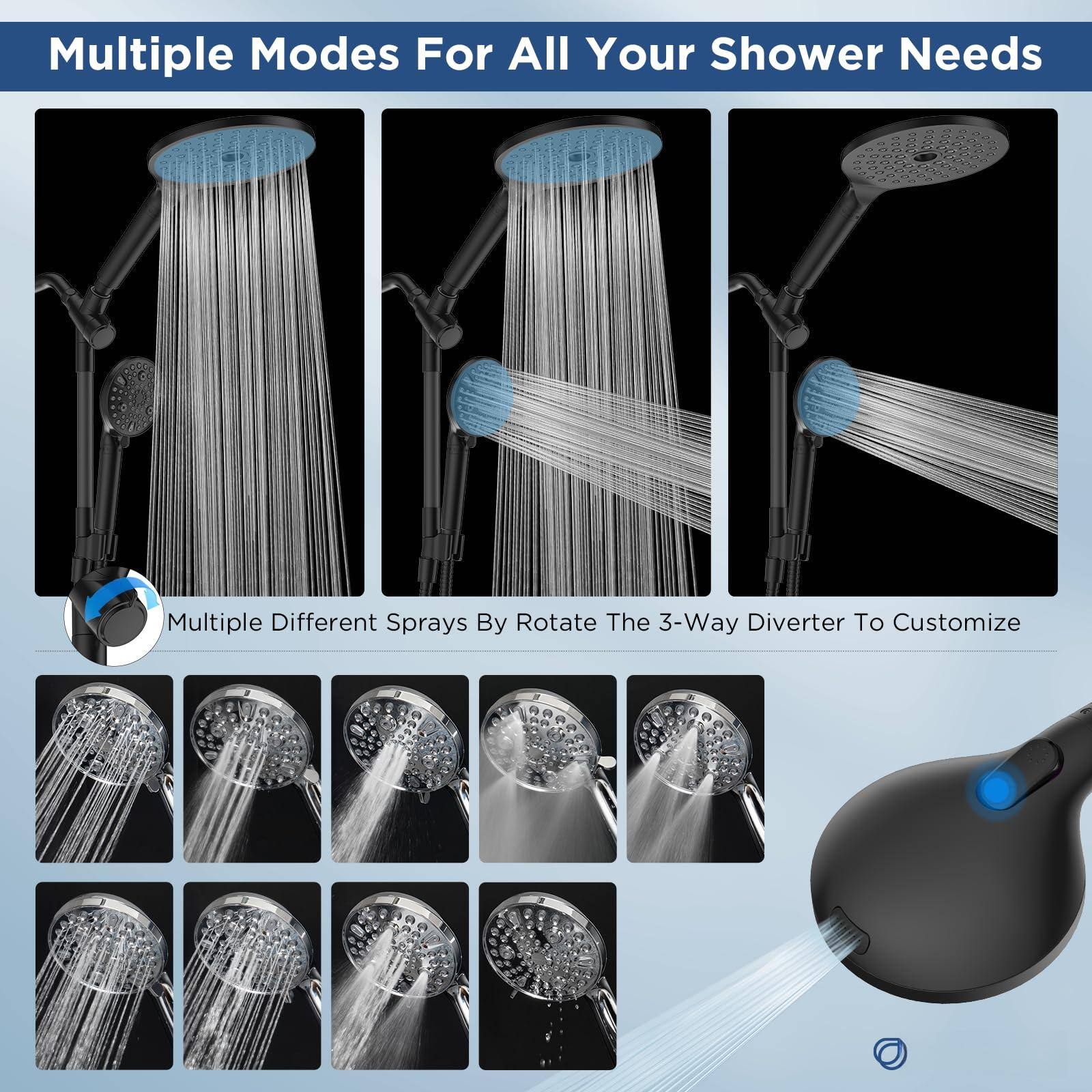 Multiple Modes For All Your Shower Needs

Multiple Different Sprays By Rotate The 3-Way Diverter To Customize