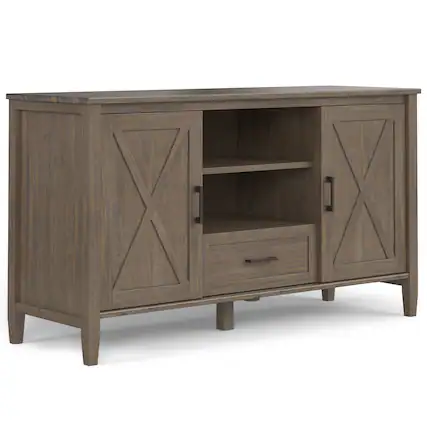 Front. Simpli Home - Ela SOLID WOOD 53 inch Wide Transitional TV Media Stand - Smoky Brown.