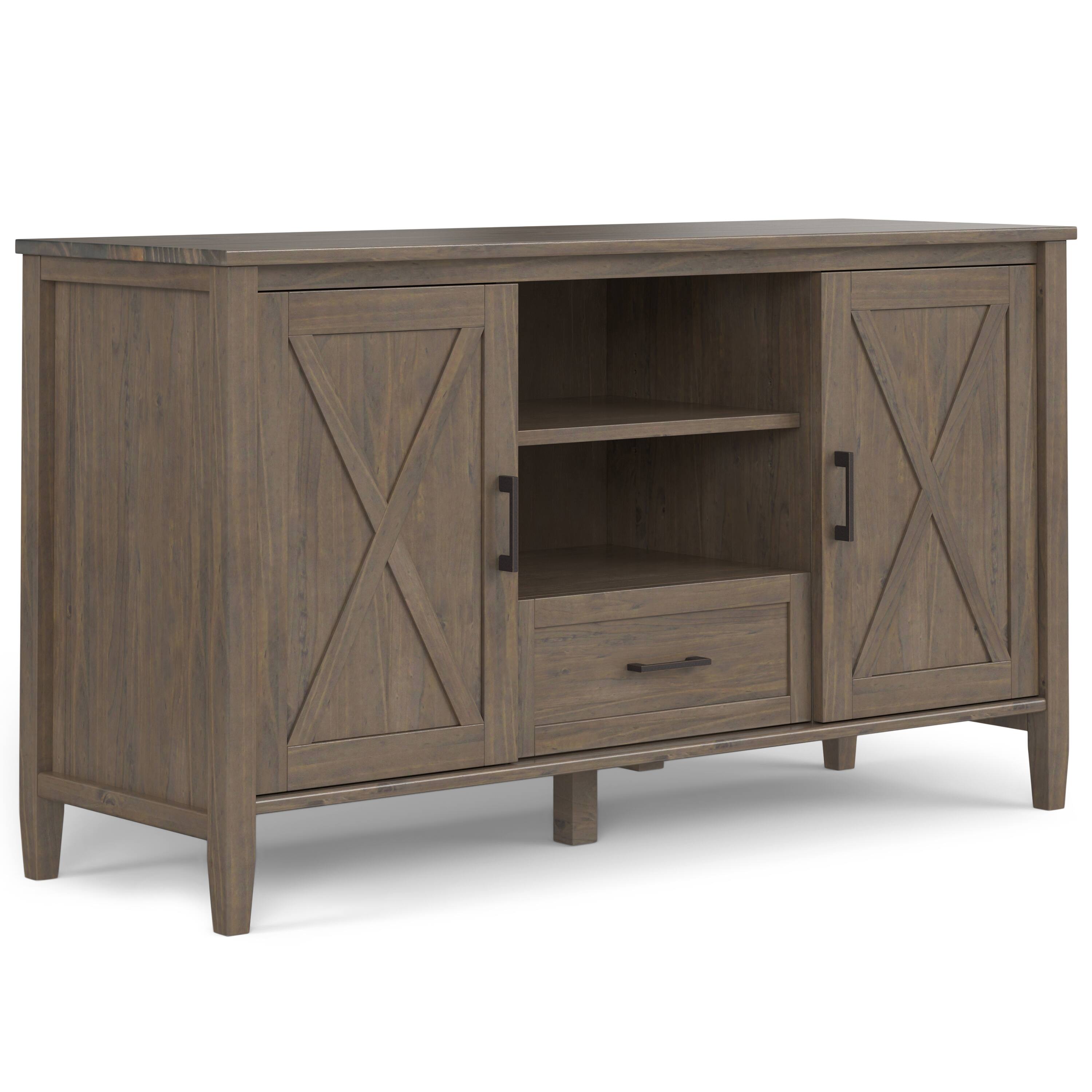 Front. Simpli Home - Ela SOLID WOOD 53 inch Wide Transitional TV Media Stand - Smoky Brown.