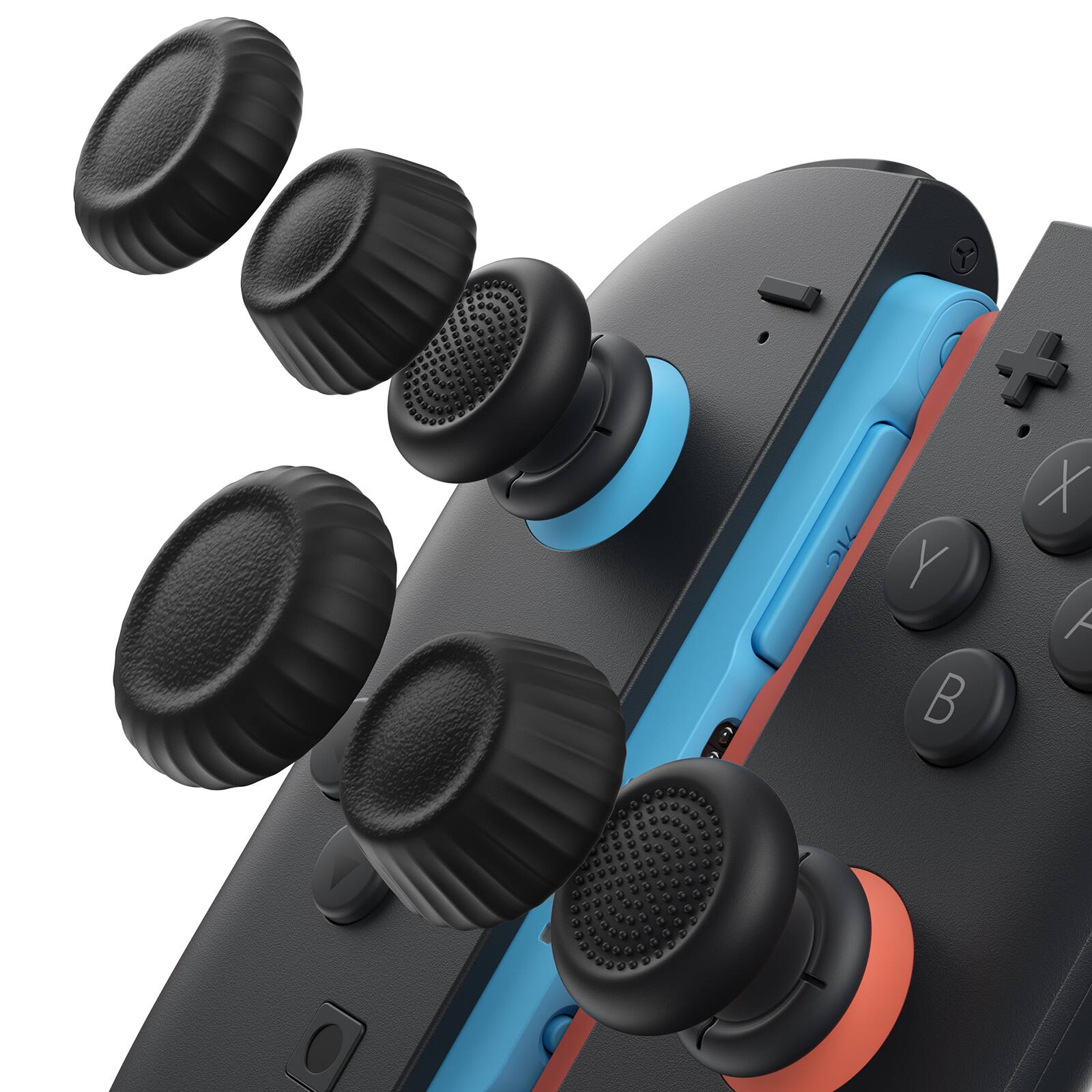 Front. JSAUX - Thumb Grips for Nintendo Switch 2/Steam Controller/ROG Xbox Ally X - Black.