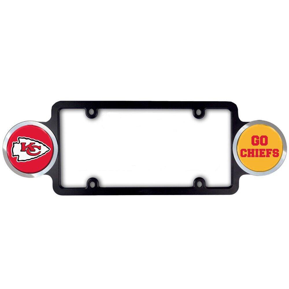 Alt View 1. PRORUN - Kansas City - Go Chiefs  - Automotive License Plate Frame with Team Badges - Multi.