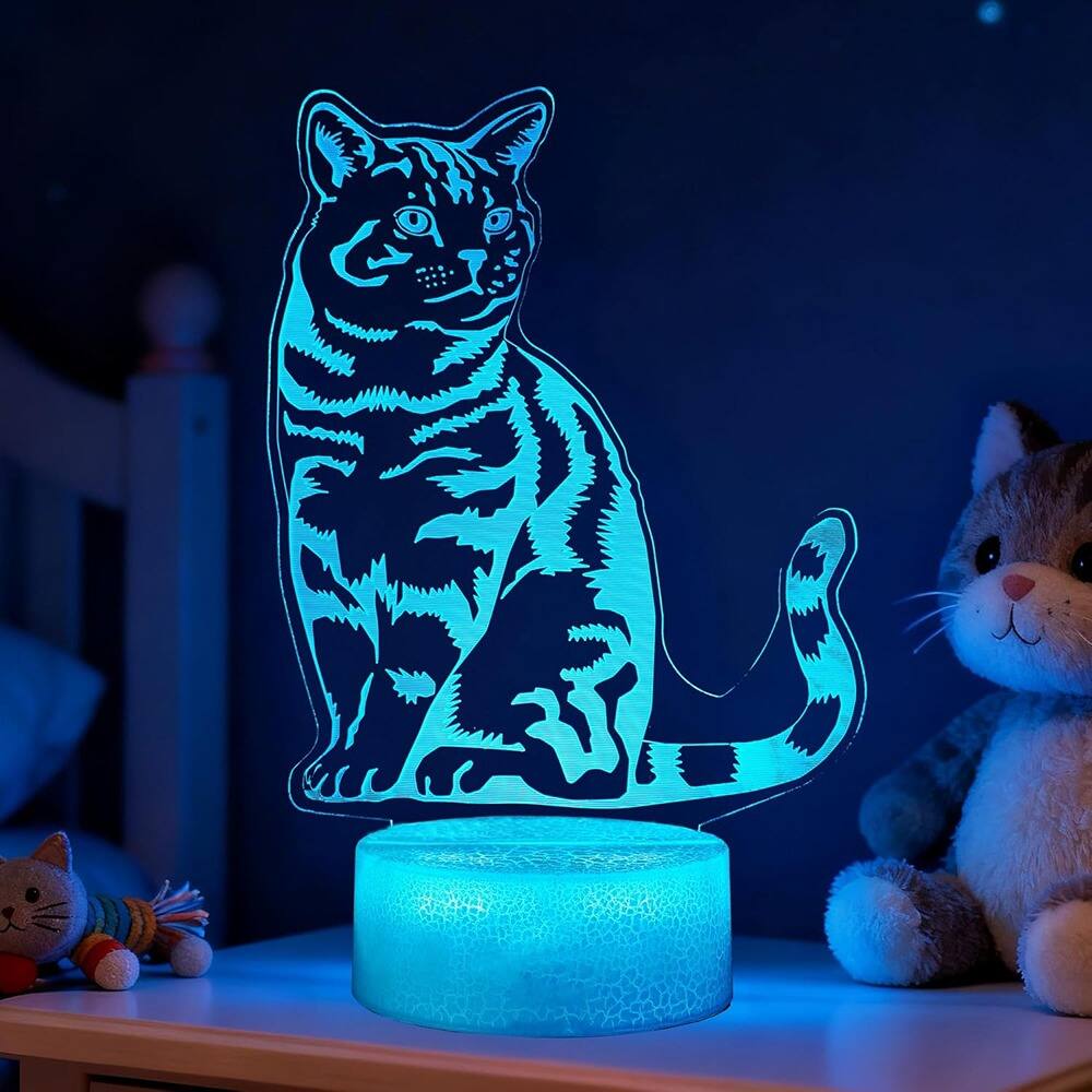 Front. Schertz - Cute Kitty 3D Night Light – 16 Colors, Remote Control & Timer for Kids’ Room.