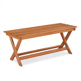 Costway - 1 PCS Outdoor Bench, Patio Dining Bench with Slatted Seat,2-Person Backless Garden Bench - Natural