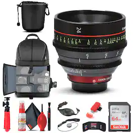 Canon - CN-E 24mm T1.5 L F Cinema Prime Lens (EF Mount) 6569B001 + BackPack + More - Black