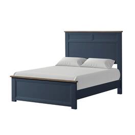 Manhattan Lane - Tela Twin Size Bed w Recessed Panel Headboard, Dark Brown Trim - Blue, Dark Brown