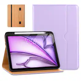 DTTO - Case for iPad Air 11-inch M2/M3 & Air 4th/5th Gen – Premium Leather Folio with Pencil Holder, Auto Sleep/Wake - Lavender