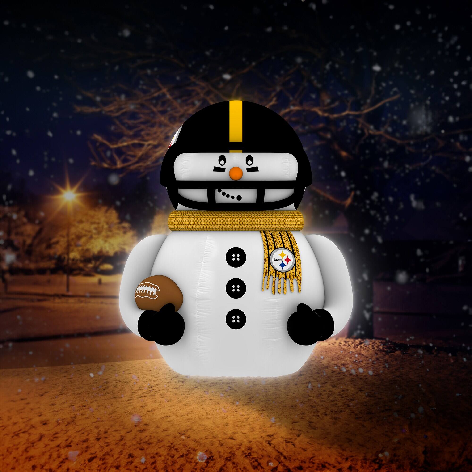 Alt View 3. Sporticulture - Pittsburgh Steelers 7' Inflatable Snowman Player - Black.