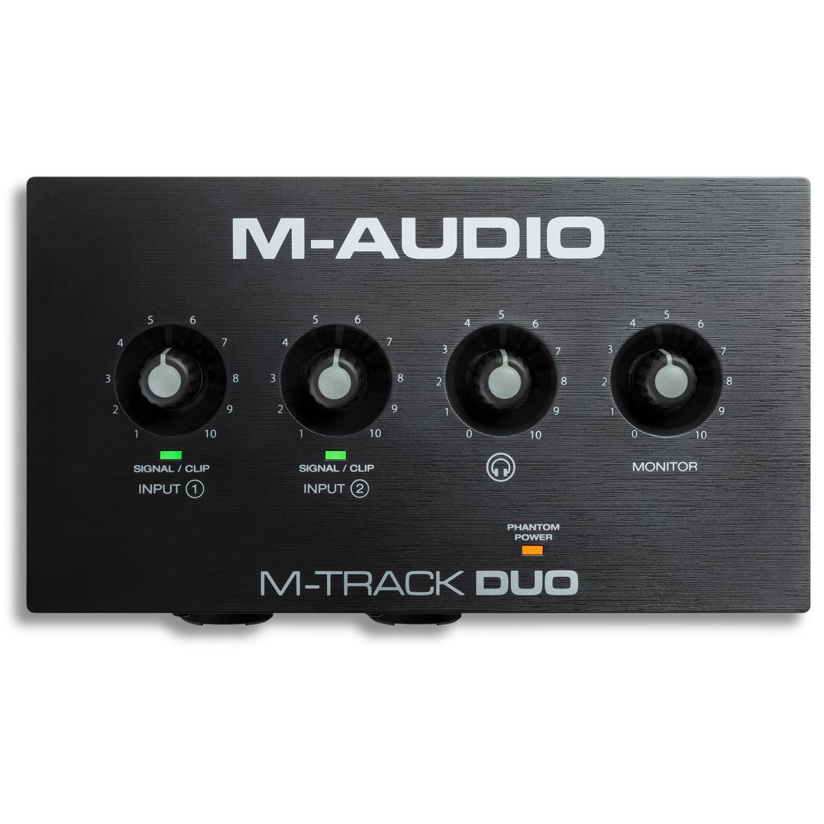 M-AUDIO

5 6 5 6 4 5 6 4 5 6 4 7 4 7 E 7 3 7 3 8 E 8 2 8 2 8 2 9 2 9 1 9 1 g 1 10 1 10 0 10 0 10

SIGNAL / CLIP SIGNAL / CLIP

MONITOR

INPUT 1 INPUT 2

PHANTOM POWER

M-TRACK DUO