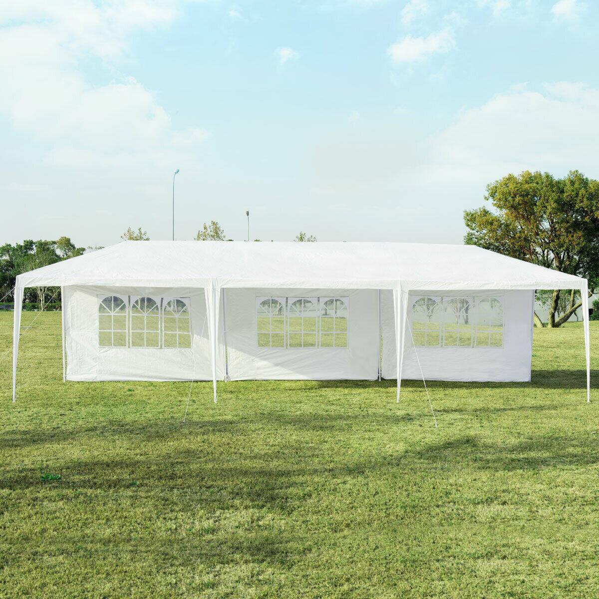 Alt View 1. Gymax - Gymax 10'x30' Heavy-duty Gazebo Wedding Canopy Party Pavilion Outdoor - white.