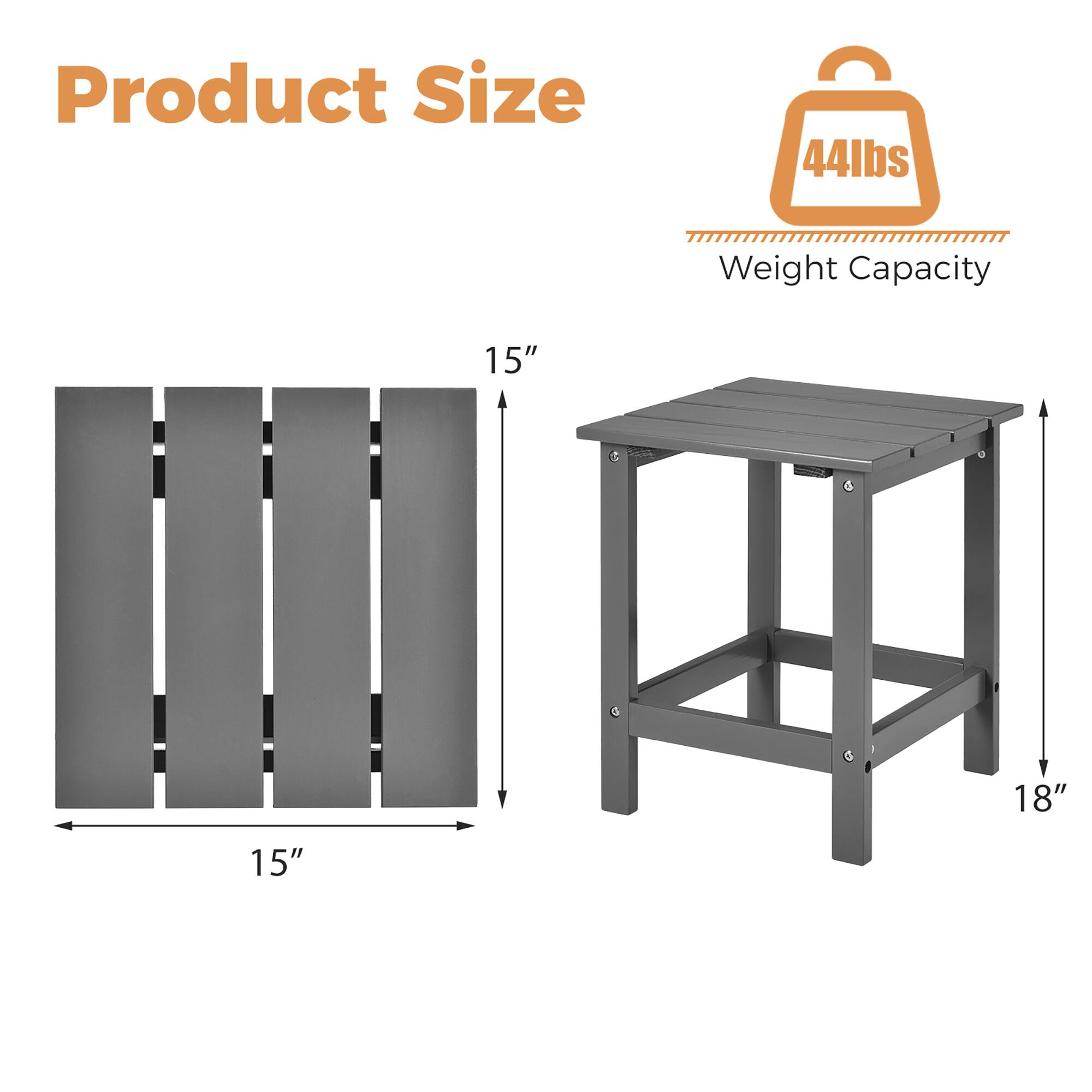Product Size 15" 18" 15" Weight Capacity 44lbs