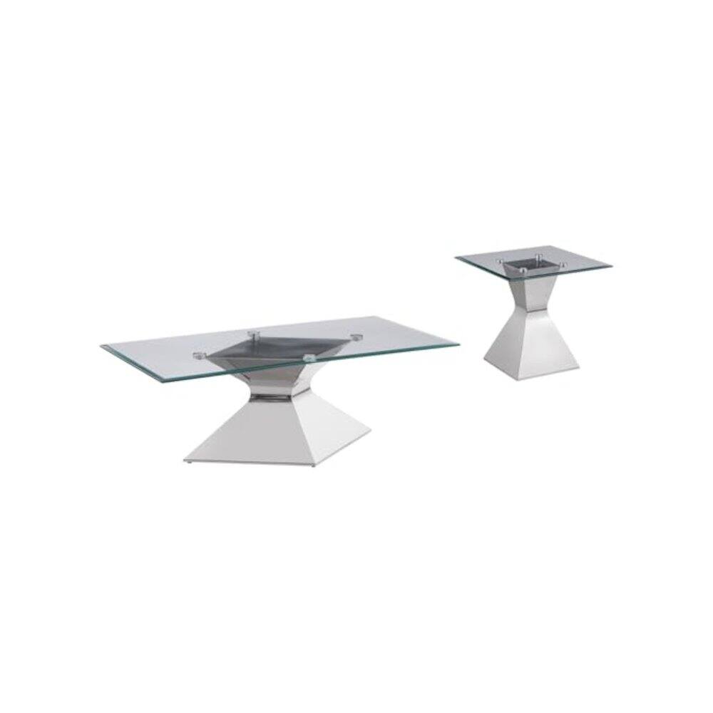 Front. Coaster Co. of America - Jenny 2-piece Rectangular Coffee and End Table Set Chrome - Silver.